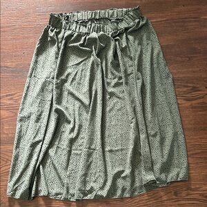 SHEIN Olive Polka Dot Midi Skirt